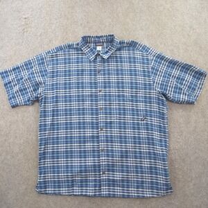 Patagonia Shirt Mens Extra Large Blue Plaid Button Up Long Sleeve Pocket Organic